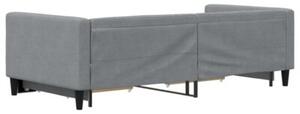 Sofa rozsuwana z szufladami, jasnoszara, 90x200 cm, tkanina