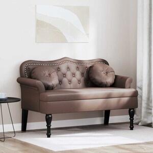 Ławka chesterfield z sztucznej skóry w kolorze brązowym
