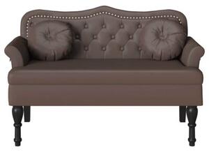 Ławka chesterfield z sztucznej skóry w kolorze brązowym