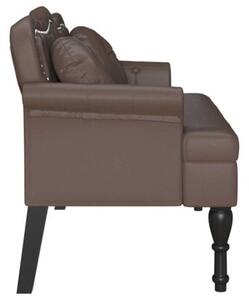Ławka chesterfield z sztucznej skóry w kolorze brązowym