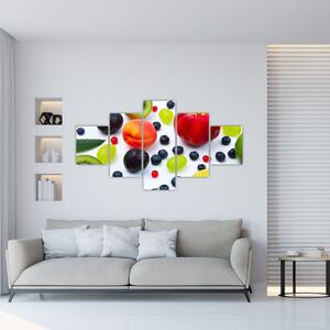 Obraz owoców z kroplami wody (125x70 cm)