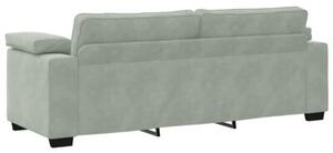Sofa 3-osobowa, jasnoszara, 220x77x82 cm, tapicerowana aksamitem