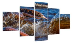 Szczegółowy obraz - woda między kamieniami (125x70 cm)