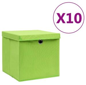 Pudełka z pokrywami, 10 szt., 28x28x28 cm, zielone