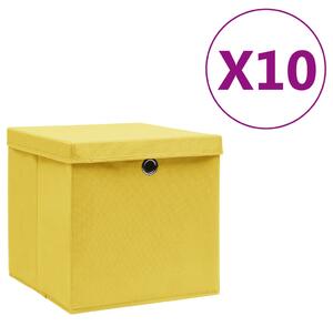 Pudełka z pokrywami, 10 szt., 28x28x28 cm, żółte