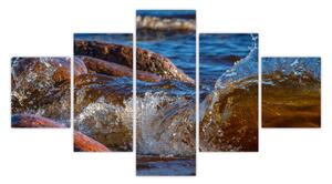 Szczegółowy obraz - woda między kamieniami (125x70 cm)