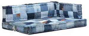 3-cz. poduszka na sofę z palet, niebieski dżins, patchwork