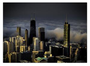 Obraz miasta w chmurach (70x50 cm)