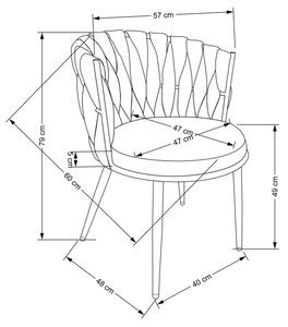 Musztardowe krzesło z tapicerowane w stylu modern glam - Trenza