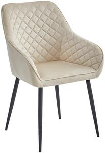 Beżowe krzesło tapicerowane z podłokietnikami - Koruco 3X