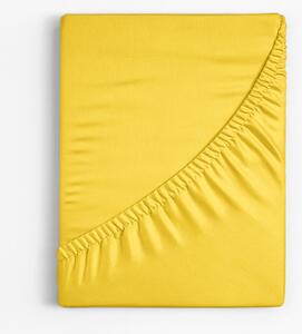 Goldea prześcieradło bawełniane z gumką - żółte 80 x 160 cm