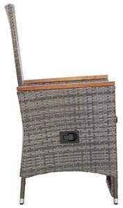 Rozkładane krzesła ogrodowe 2 szt., poduszki, rattan pe, szare