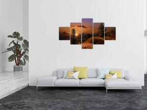Obraz natury z zachodem słońca (125x70 cm)