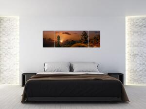 Obraz natury z zachodem słońca (170x50 cm)
