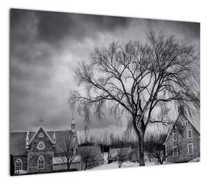 Obraz czarno - białej wioski (70x50 cm)