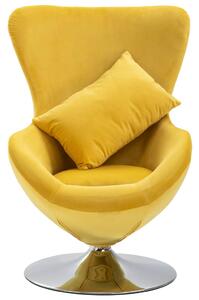 Fotel obrotowy z poduszką, żółty, aksamitny