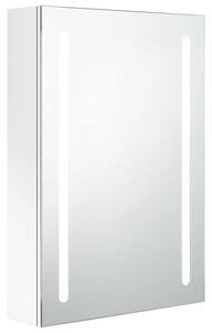 Szafka łazienkowa z lustrem i LED, lśniąca biel, 50x13x70 cm