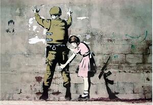 Banksy street art - Graffiti Soldier and girl, (59 x 42 cm)