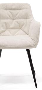 EMWOmeble Krzesło tapicerowane DC-0084-3 biały boucle / czarne nogi