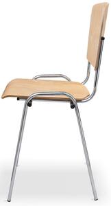 Chromowane krzesło konferencyjne z drewnianym siedziskiem - Miwa 4X