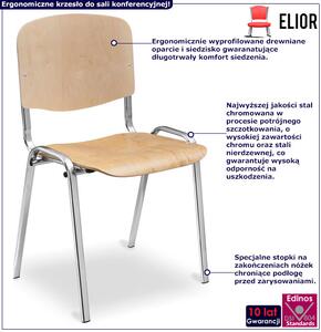 Chromowane krzesło konferencyjne z drewnianym siedziskiem - Miwa 4X