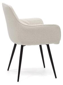 EMWOmeble Krzesło tapicerowane DC-0084-3 biały boucle / czarne nogi