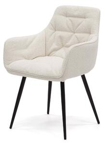 MebleMWM Krzesło tapicerowane DC-0084-3 biały boucle | czarne nogi