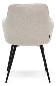 MebleMWM Krzesło tapicerowane DC-0084-3 biały boucle | czarne nogi