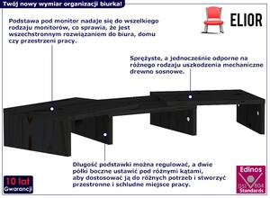Czarna sosnowa półka na biurko - Velpul
