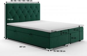 Łóżko kontynentalne LIZBONA z pikowanym zagłówkiem 90 x 200