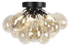 Inteligentna lampa sufitowa czarna z bursztynowym szkłem 3-źródła światła z Zigbee G9 - Uvas