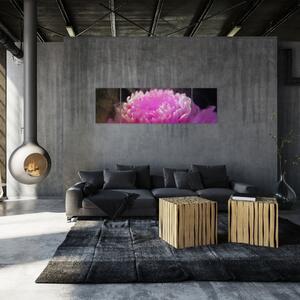 Obraz kwiatu w różowym dymie (170x50 cm)