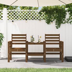 2-osobowa ławka ogrodowa ze stolikiem, miodowy brąz, sosna