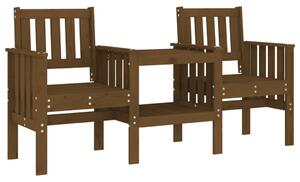 2-osobowa ławka ogrodowa ze stolikiem, miodowy brąz, sosna