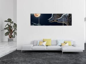 Obraz wilków wyjących do księżyca (170x50 cm)