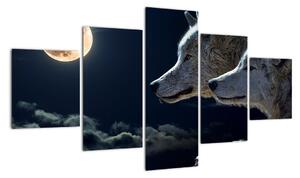 Obraz wilków wyjących do księżyca (125x70 cm)