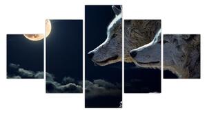 Obraz wilków wyjących do księżyca (125x70 cm)