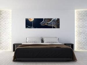 Obraz wilków wyjących do księżyca (170x50 cm)