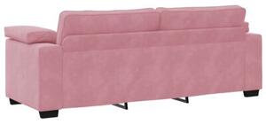 Sofa 3-osobowa, rÃ³Å¼owa, 220x77x82 cm, aksamit