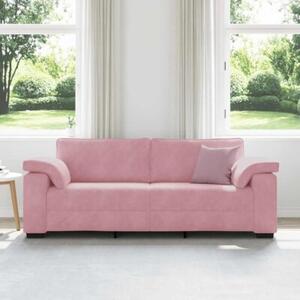 Sofa 3-osobowa, rÃ³Å¼owa, 220x77x82 cm, aksamit