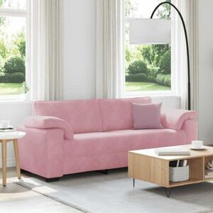 Sofa 3-osobowa, rÃ³Å¼owa, 220x77x82 cm, aksamit