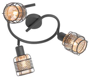 Designerska lampa sufitowa czarna ze złotem 3-światłowa okrągła - Noud
