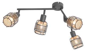 Designerska lampa sufitowa czarna ze złotem 4-światłowa owalna - Noud