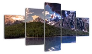 Obraz jeziora i gór (125x70 cm)