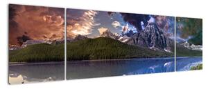 Obraz jeziora i gór (170x50 cm)