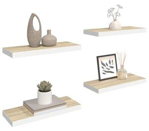 Półki ścienne, 4 szt., kolor dębu i biel, 60x23,5x3,8 cm, mdf