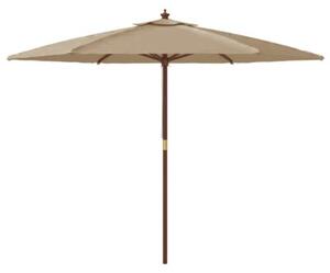 Parasol ogrodowy na drewnianym słupku, kolor taupe, 299x240 cm