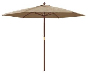 Parasol ogrodowy na drewnianym słupku, kolor taupe, 299x240 cm