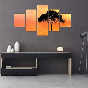 Obraz drzewa o zachodzie słońca (125x70 cm)