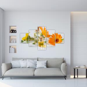 Obraz pomarańczowych kwiatów (125x70 cm)